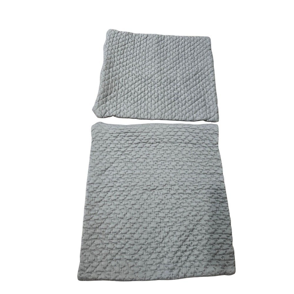 Pottery Barn 20x20" Throw Pillow Covers Set of 2 Gray Silk Quilted Pick Stitch - Picture 3 of 7
